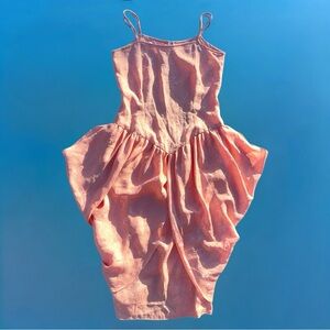 Late 80s/early 90s VTG, romantic, peach midi dress